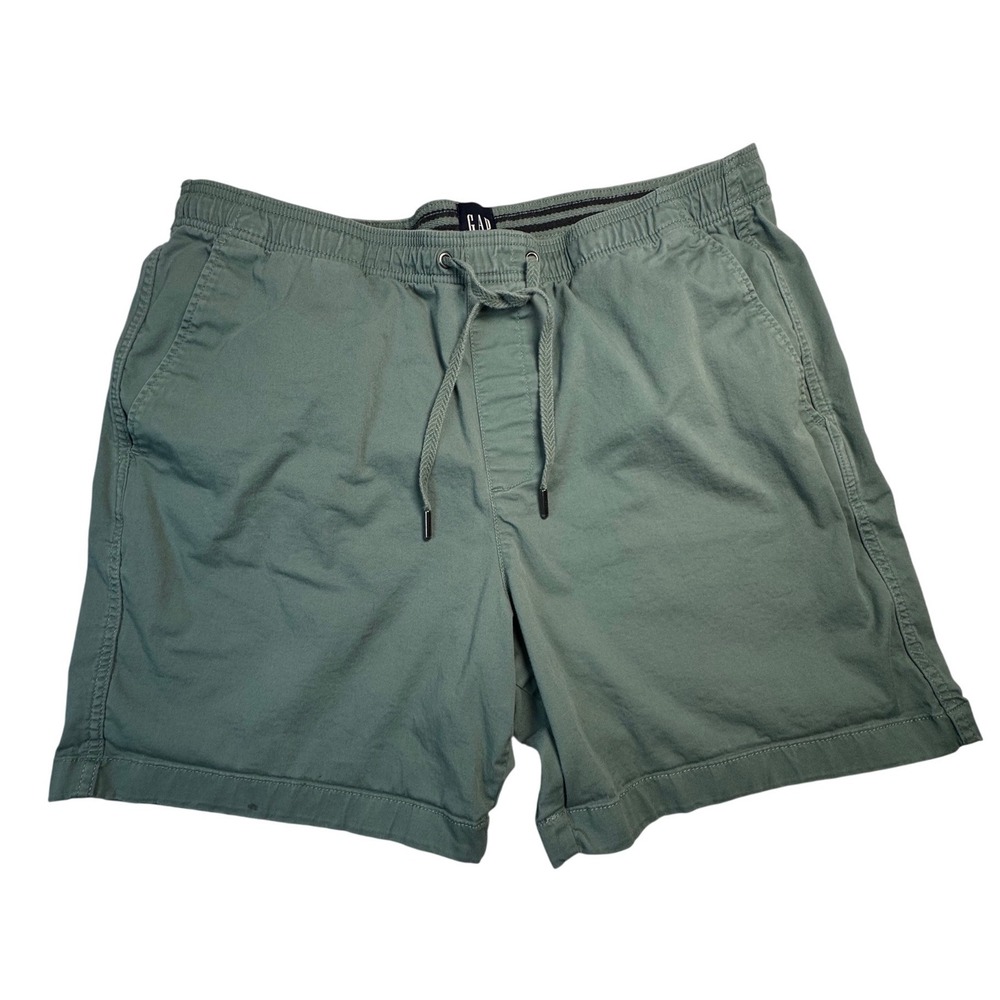 Gap Mens XL Sage Green Elastic Waist Drawstring Cotton Twill Shorts Pull On